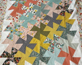 Spring Twister Quilt Top, 55x70”