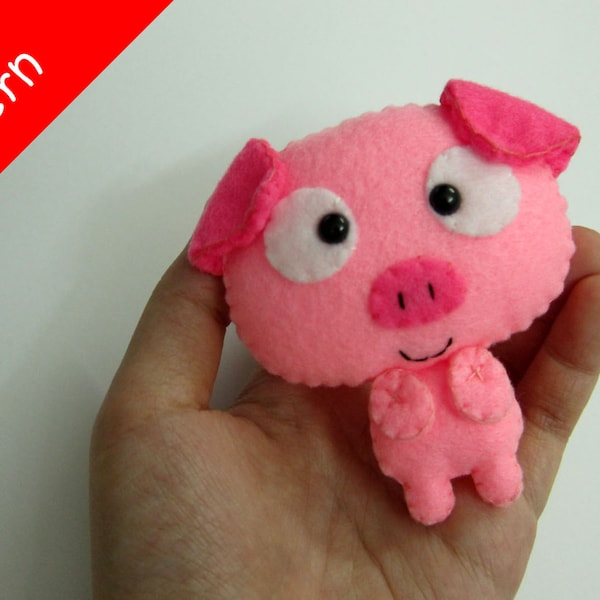 Patron PDF en peluche de cochon - Téléchargement numérique instantané