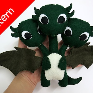 Three Head Dragon, Dragonstorm Inspired Plush PDF Pattern -Instant Digital Download