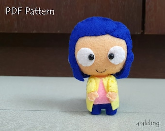 Coraline Inspired Plush PDF Pattern - Instant Digital Download