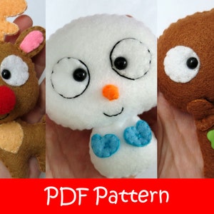 Christmas Set Gingerbread, Reindeer, Snowman Plush PDF Pattern Instant Digital Download image 3