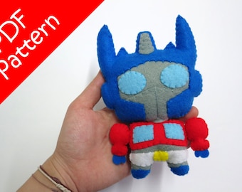 Chibi Optimus Prime pluche pdf-patroon: direct digitaal downloaden