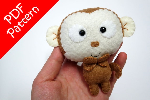 monkey plush pdf pattern instant digital download etsy