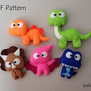 Dinosaurs Plush PDF Pattern 5 in 1 set - Instant Digital Download