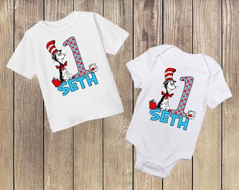 cat in the hat 1st birthday shirt