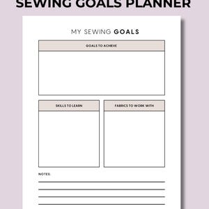 My Sewing Goals Printable Planner | US Letter, A4, A5 Sizes | Sewing Skill Tracker & Fabric Planner | Digital Download