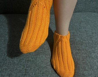 HANDKNITTED SOCKS-ORANGE /Handmade /Zerowastecargo /New fashion /New creation