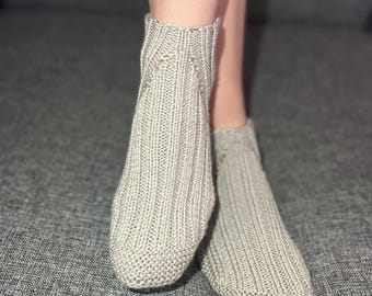 HANDKNITTED SOCKS-GRAY/Handmade /Zerowastecargo /New fashion /New creation /Bisexual