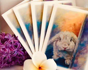 Binkers the Bunny Notecards | White Rabbit Watercolor Art