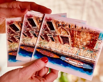 Venice Canal Watercolor Notecards | Italian Architecture Art