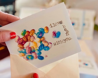 Jelly Bean Watercolor Notecards | 'I Love Bean With You' Design