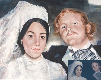 Engagement | Wedding | Anniversary Portraits- Commissioned watercolor painting made from YOUR photo