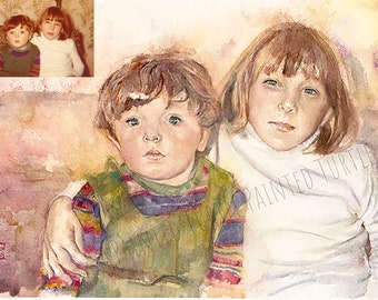 Vintage watercolor portraits | Made from YOUR heirloom photo!
