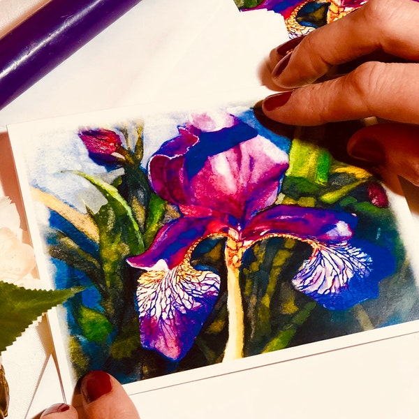 Purple IRIS | blank note cards & envelopes | 4.25" x 5.5"