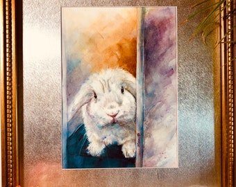 Watercolor Bunny Art Print | Lop Rabbit Illustration