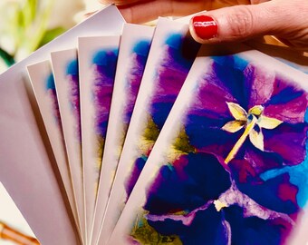 Pansies Watercolor Notecards | Purple Flower, Elegant Stationery