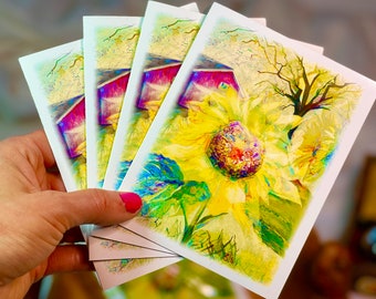 Sunflower Watercolor Notecards | Yellow Floral Blank Cards