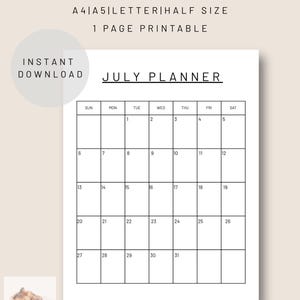 Juli 2025 Kalender, Juli Planer druckbar, Aufgabenliste Kalender, digitaler Juli Kalender, Letter Größe, Juli Kalender, digitaler Kalender, Druck