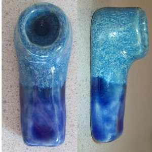 Mini 2 Tone turquoise bowl royal blue lip ceramic tobacco pipe JMCeramics