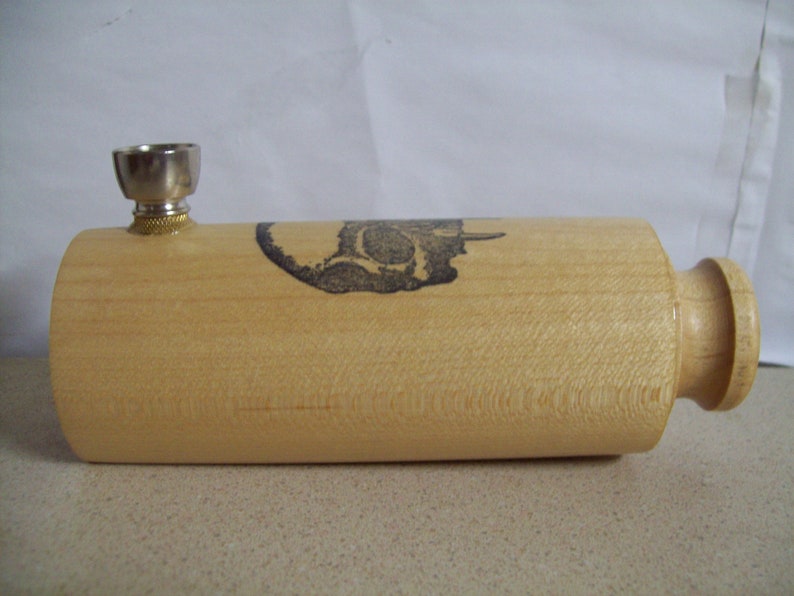 Skull with Fangs Wood tobacco pipe maple wood works great 6 inches NEW
