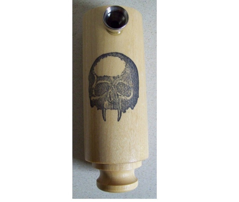 Skull with Fangs Wood tobacco pipe maple wood works great 6 inches NEW