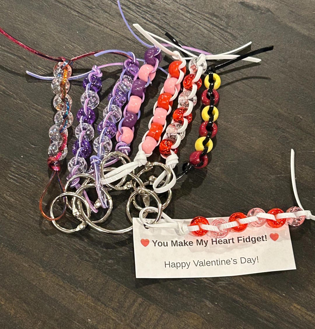 Mini Beaded Fidget Keychain – Small Sensory Bag Tag – Class Valentines ...