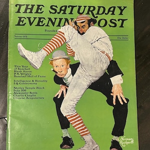 Vintage The Saturday Evening Post Magazine, Summer 1972 - Norman Rockwell &quot;A Bad Day for the Mascot&quot; Cover