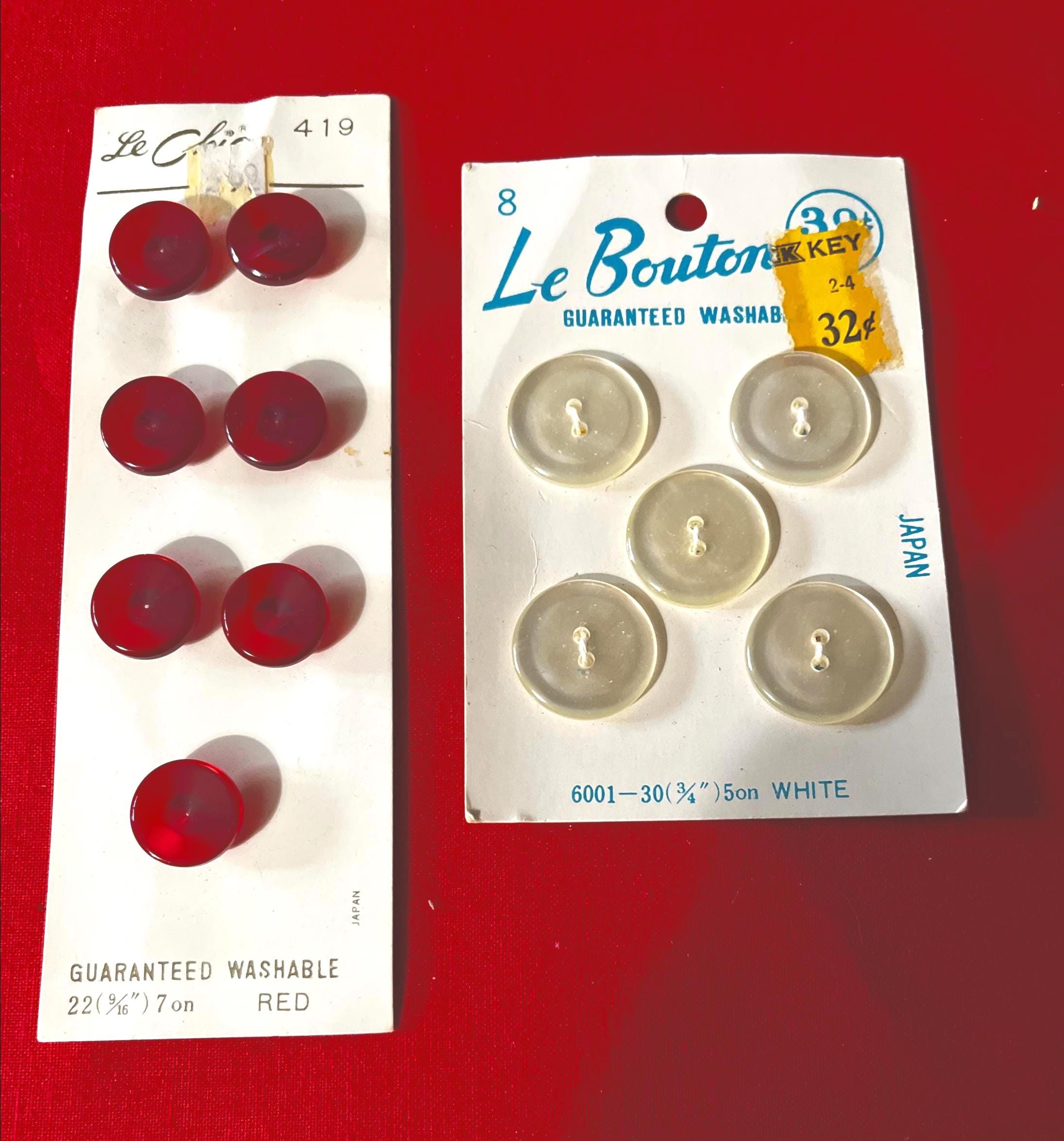 Vintage 1950s-1970s Button Set | Le Chic & Le Bouton | Red and