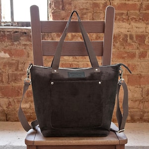 Evercarry handmade corduroy tote bag with  zipper | makeup bag / crossbody messenger hand lunch project teacher weekend book cosmetic bag