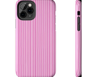 Chic Pink Striped Phone Case Stylish & Durable Protection Pink Barbie Pink Hot Pink Striped Phone Case for iPhone and android