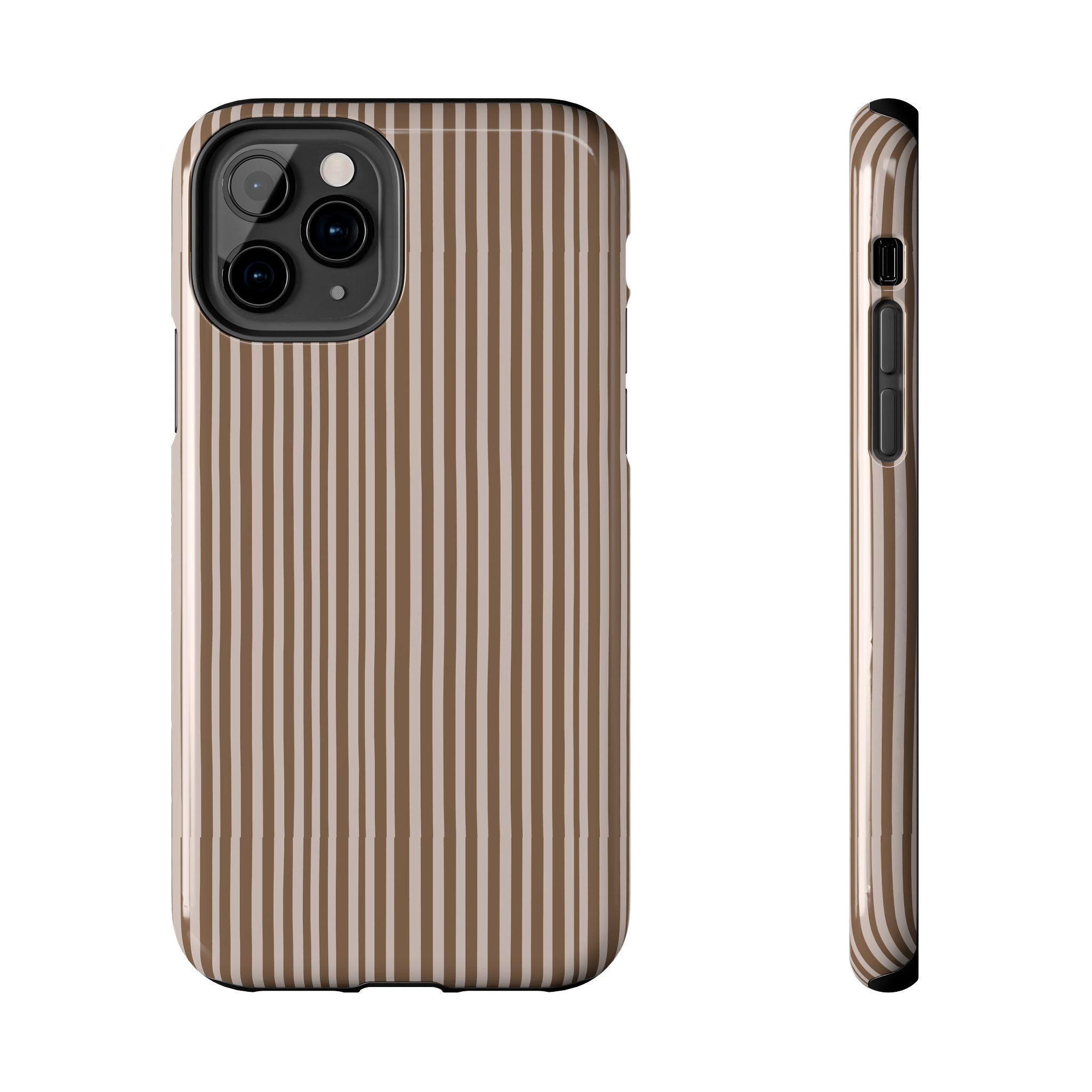 Elegant Brown Striped Phone Case  Sleek & Durable Protection Brown Latte Coco Brown Phone Case for iPhone and android