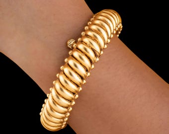 Antique Gold Openable Bangle | Traditional Screw Lock Kada