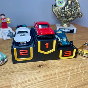 Podium Display Stand Compatible with Hot Wheels Matchbox, Die Cast Car Display, Racing Gift, Car Collector Shelf, Boys Bedroom Decor image 1