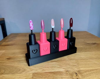 Personalised Nail Display Stand, Custom Colour Nail Art Holder, Rearrangeable Stand for 5 Nail Tips, Nail Tech Advertising Prop