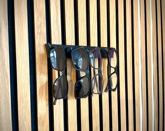 Wall Mounted Glasses Holder | Sunglasses Organiser Rack, Eyewear Storage for 4 Pairs, Modern Sunglass Display Stand, Entryway Glasses Hanger