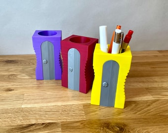 Pencil Sharpener Desk Organiser | School Pen Pot | Present for teacher | Great Gift | Office Workbench WFH | Art Supplies | Child Kids |