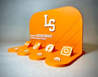 Custom NFC Social Media Display Stand: Branding Station with Interchangeable Icons