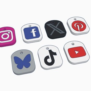 Digital version of the NFC tags showing different social media designs.
