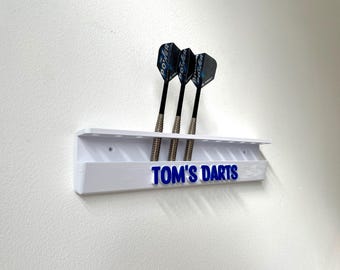 Personalised 12 Dart Holder with Bold Text | Wall mounted darts display stand | Gift for darts player | Gift idea for him | Arrow mount |