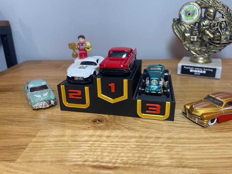 Podium Display Stand Compatible with Hot Wheels Matchbox, Die Cast Car Display, Racing Gift, Car Collector Shelf, Boys Bedroom Decor image 3