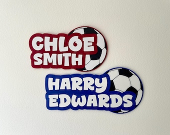 Personalised Football Wall Sign: Custom Boys / Girls Bedroom Name Plaque | Decor Wall Art Gift or present for Kids bedroom / playroom