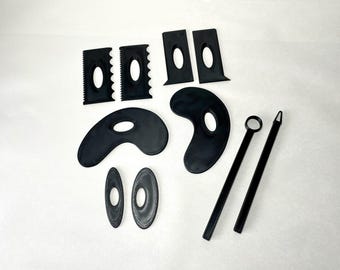 Set of 10 Pottery Tools | Personalised colours | Clay Sculpture | Modelling Ceramics | Ribs Scrapers