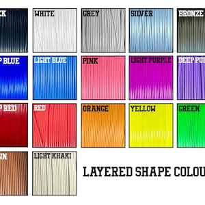 K&ouml;nnte beinhalten: Eine Tabelle mit 16 verschiedenen Filamentfarben f&uuml;r den 3D-Druck. Die Farben sind in vier Reihen mit jeweils vier Farben angeordnet. Die Farben sind: Schwarz, Wei&szlig;, Grau, Silber, Bronze, Dunkelblau, Hellblau, Rosa, Helllila, Dunkellila, Dunkelrot, Rot, Orange, Gelb, Gr&uuml;n, Braun und Hellkhaki.