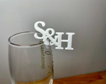 Personalised Wedding Drink Topper | Personalised Initial Drink Tags | Custom Wedding Drink Tags | Glass Name Tags | Wedding favour |