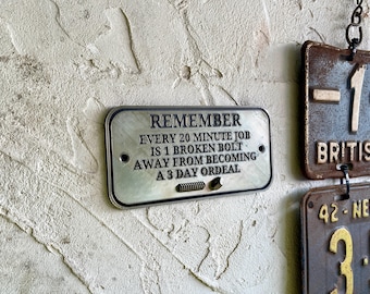 Broken Bolt Garage Sign | Wall Display | Comedy Warning | Mancave Decor | Mechanic Petrol Head | Car Guy Girl | Restoration Resto Automotive