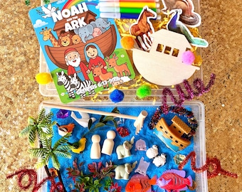 Noah's Ark Sensory Bin, Bible Story Pretend Play