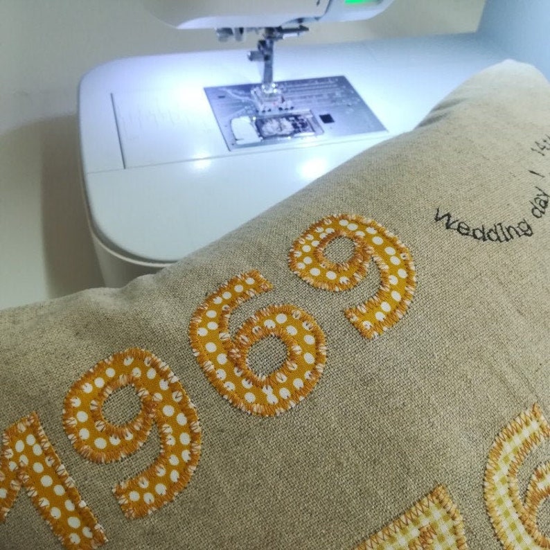 50TH ANNIVERSARY CUSHION 50 years gold / golden wedding personalised handmade gift for parents image 6