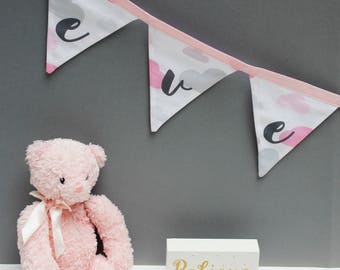 Pink Cloud Bunting - Personalised Bunting for Baby Girl Nursery Decor / Cloud Nursery Decor / Cloud Decor