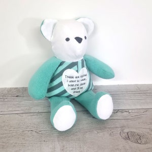 Memory bear made with loved ones clothing.