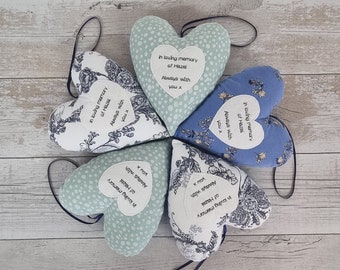 MEMORY HEART personalised keepsake memorial gift made from a loved ones clothing / shirt